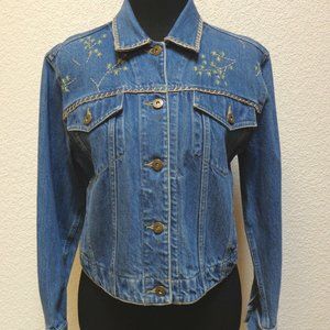 EMBROIDERED DENIM JACKET PS PETITE SMALL LIZ CLAIB